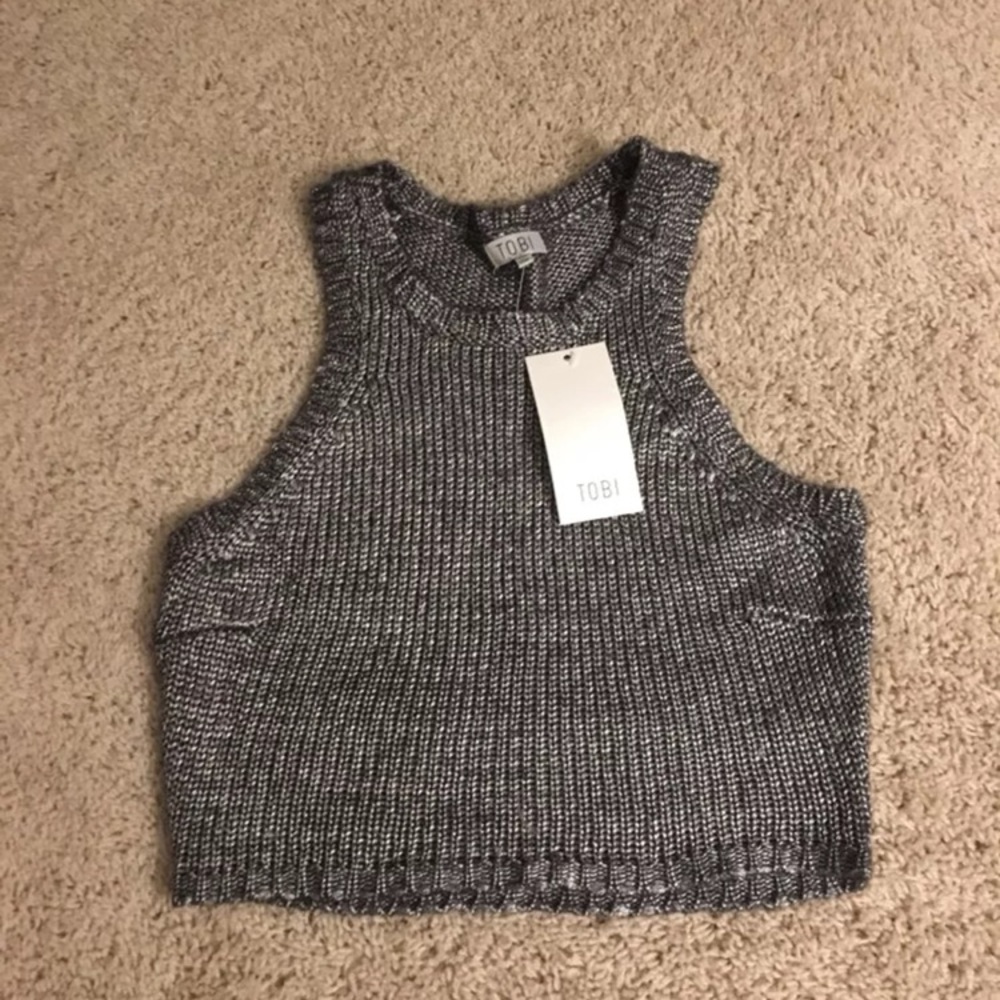 Tobi Metallic Crop Top